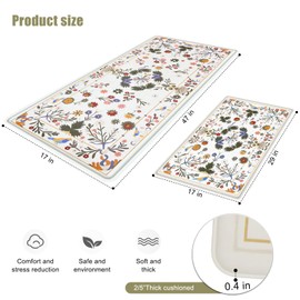 Sofort Kitchen Mats for Floor, Anti Fatigue Cushioned Kitchen Rugs Set of 2, Non Slip Waterproof Boho Standing Mats for Laundry, Sink, Office