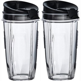 24 oz Blender Cups with Sip & Seal Lid, 2-Pack – Compatible Replacement for Personal Blenders – BPA-Free, Leak-Proof, Portable Smoothie Shake Travel Bottles