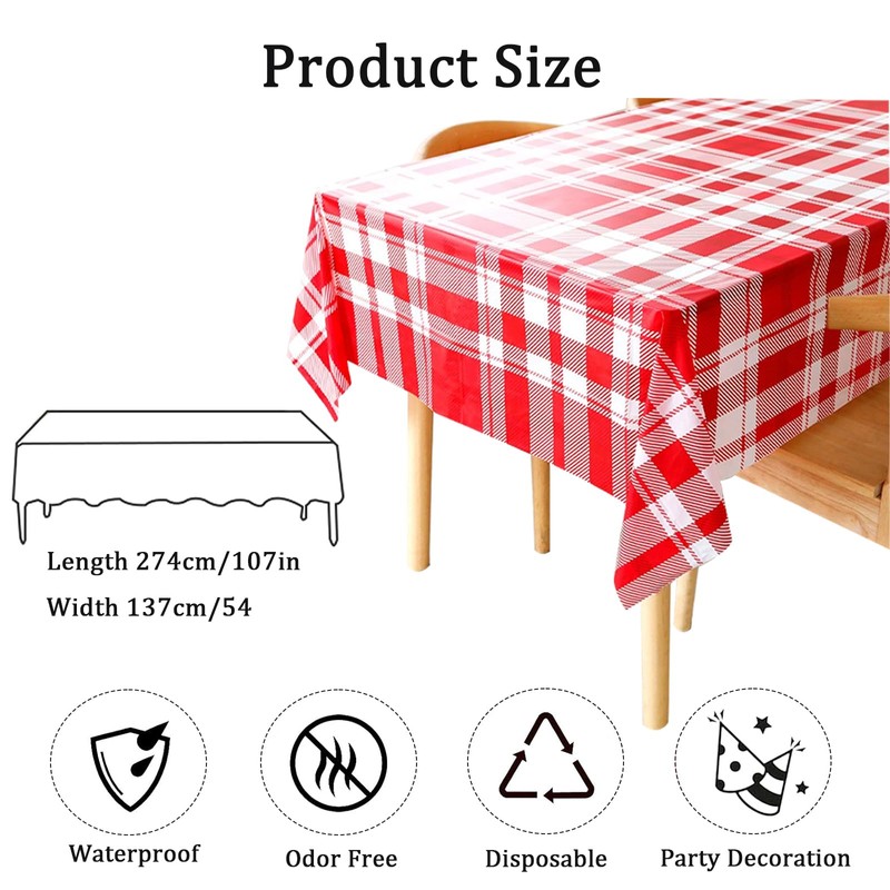 2Pcs Disposable Tablecloths,Elegant & Durable Tablecloth for Parties, Plastic Rectangle