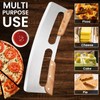 SCHVUBENR 14'' Pizza Cutter Rocker with Wooden Handles - Sharp
