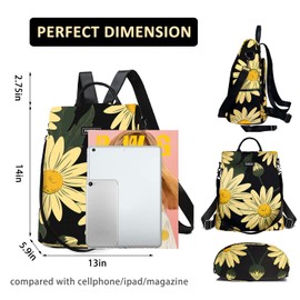 Fmeida Anti-Theft Womens Backpack Ladies Backpacks Waterproof Rucksack Bag for Women Lightweight Casual Handbag Travel Backpacks Daypack - Sunflower