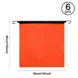 Safety Flag Set - 6 Bright Orange Mesh Warning Flags, 18 x 18 Inch, Heavy Duty, Oversize with Vinyl Welt, Bungee Cord, and EZ Hook for Trailer and Pilot Cars