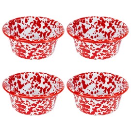Crow Canyon Home Splatter Enamelware 2 oz Ramekins, Set of 4, Red