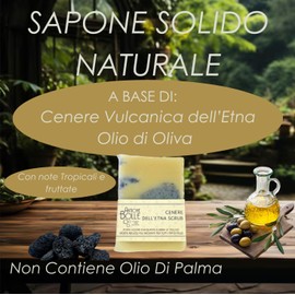 Antiche Bolle - Natural solid soap with olive oil and volcanic ash from Etna - Exfoliating and remineralising for all skin types - 100 g