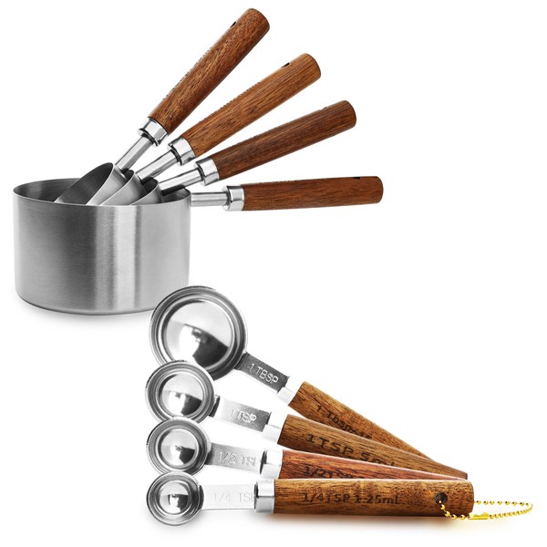 Measuring Cups and Spoons Set of 10 - Acacia Wood