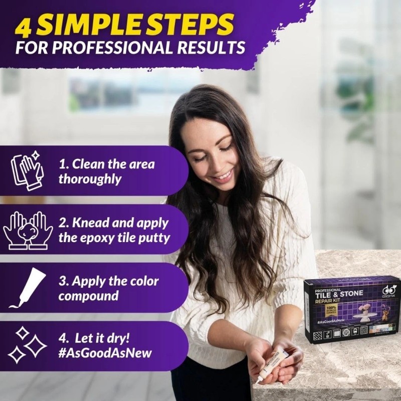 Coconix Tile & Stone Repair Kit | Fix Cracks, Chips,