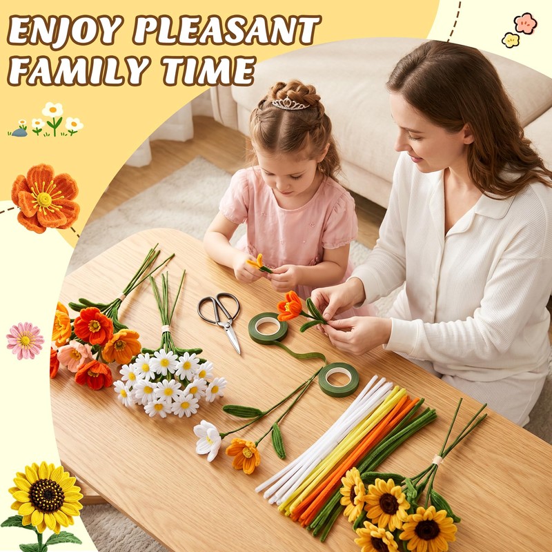 Pipe Cleaner Flower Kit, 700PCS Premium Pipe Cleaners Bulk with