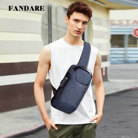 FANDARE Anti-Theft Sling Bag Chest Shoulder Backpack Crossbody Bags for Men Women Cover Pack Hiking Small Rucksack with USB Charging Port for Business Travel Hiking Bicycle Sport Gym Pack Blue