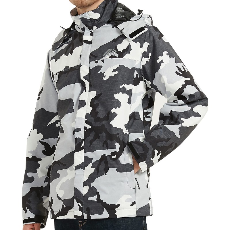 OTU Men's Lightweight Waterproof Hooded Rain Jacket Outdoor Raincoat Shell