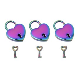 WDONAY 3 Pack Mini Heart Shaped Padlocks with Key, Small Metal Heart Shaped Padlock for Jewelry Box, Purse, Handbag (Colorful)