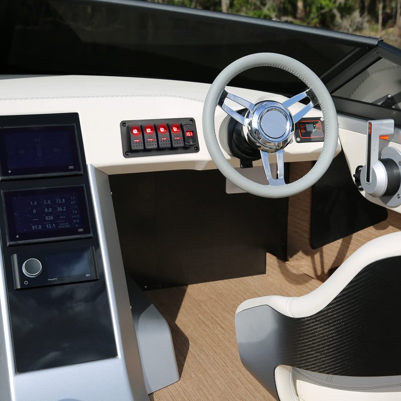 GOOACC 4 Gang Rocker Switch Panel Red Backlit with 4.8