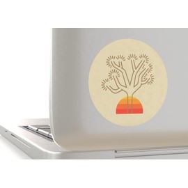Joshua Tree Sunset Retro Minimal Travel Road Trippin Sticker - Pick Your Size - Waterproof - UV Protected - V2 (Medium (4 x 4 inch))