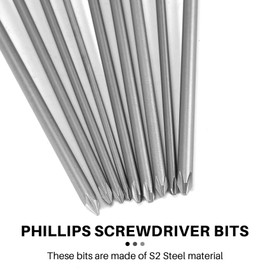 Gokoti 9Pcs 1/4 Inch 200Mm Ph1 Ph2 Magnetic Long Hex Screwdriver Bits S2 Electric Drill Power Driver Tools