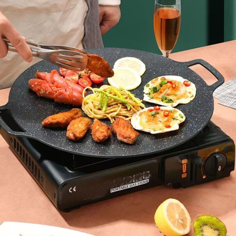VONOTO Non-stick Korean BBQ Grill Pan, Thin Round Griddle, Non