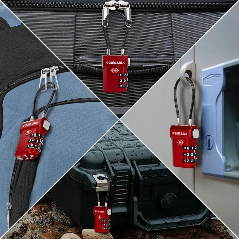 SURE LOCK TSA Approved Luggage Locks, Open Alert, Easy Read