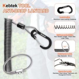 Kebtek Tool Lanyards for Hand Tools Small Coiled Lanyard Heavy Duty Short Retractable Rangefinder Tether with Carabiner Load Capacity 55lbs for Pruning Shear Drill Hammer Wrench Fishing