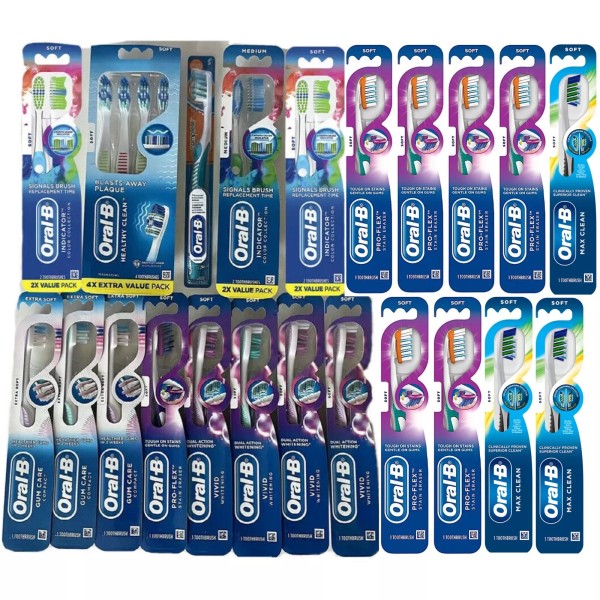 Oral-B Pro-Flex Stain Eraser Soft Manual Toothbrushes Vivid Whitening Lot