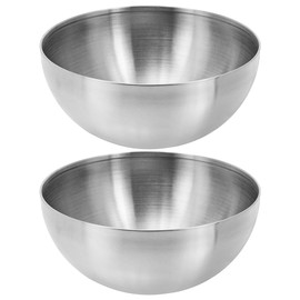 Luxshiny 2pcs Korean Stainless Steel Bowls, Metal Serving Bowl Small Mixing Bowl Salad Bowls Dessert Bowls Kitchen Prep Bowl for Cereal Noodle Ramen Snacks Silver
