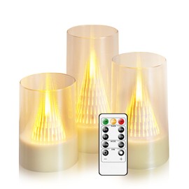 Eebuss LED Flameless Candles with Remote - Battery Operated,Fake Candles for Home Décor Tapered Glowing Pillar Candle Lights Add a Warm and Romantic Atmosphere Set of 3 (D 3"×H 4" 5" 6") (Ivory)