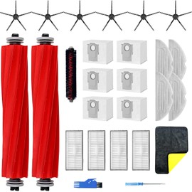 26-Piece Replacement Parts Set for Roborock S7 Pro Ultra, S7 MaxV Ultra Accessory Kit: 2 Main Brushes, 1 Self-Cleaning Brush, 4 Wipes, 6 Side Brushes, 4 HEPA Filters, 6 Dust Bags, 1 Cleaning Cloth