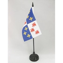 Picardy Table Flag 4'' x 6'' - French Region of Picardie Desk Flag 15 x 10 cm - Black Plastic Stick and Base - Drapeau Picardie AZ FLAG