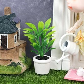 Artificial Miniature Plants for Dollhouse - 1:12 Scale Hanging Potted Greenery for Fairy Gardens, Terrariums and Diorama Displays