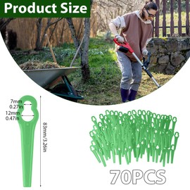 OFFCUP Plastic Grass Trimmer Blades, 70 Pcs Replacement Plastic Blades, 83 mm Lawn Mower Cutting Blades for Einhell GC-CT 18/24 Li、Bosch ART23 LI Accutrim Easytrim Accu Dark Freen