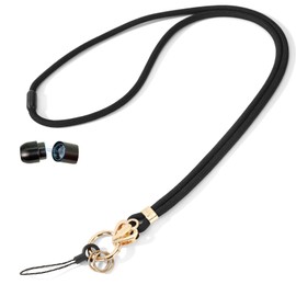 WEESMILE Breakaway Lanyards for ID Badges | Neck Lanyard for Keys with Safety Magnetic Metal Clasp for Women, Teachers, Nurses (Black)