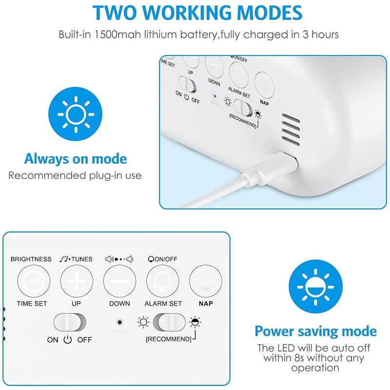 Newest Digital LED Alarm Clock with Smart Night Light, Electronic
