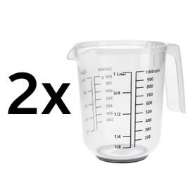 RoyalFay® Measuring Jug Set of 2 Measuring Jugs 1L Plastic Litre and Gram Scale