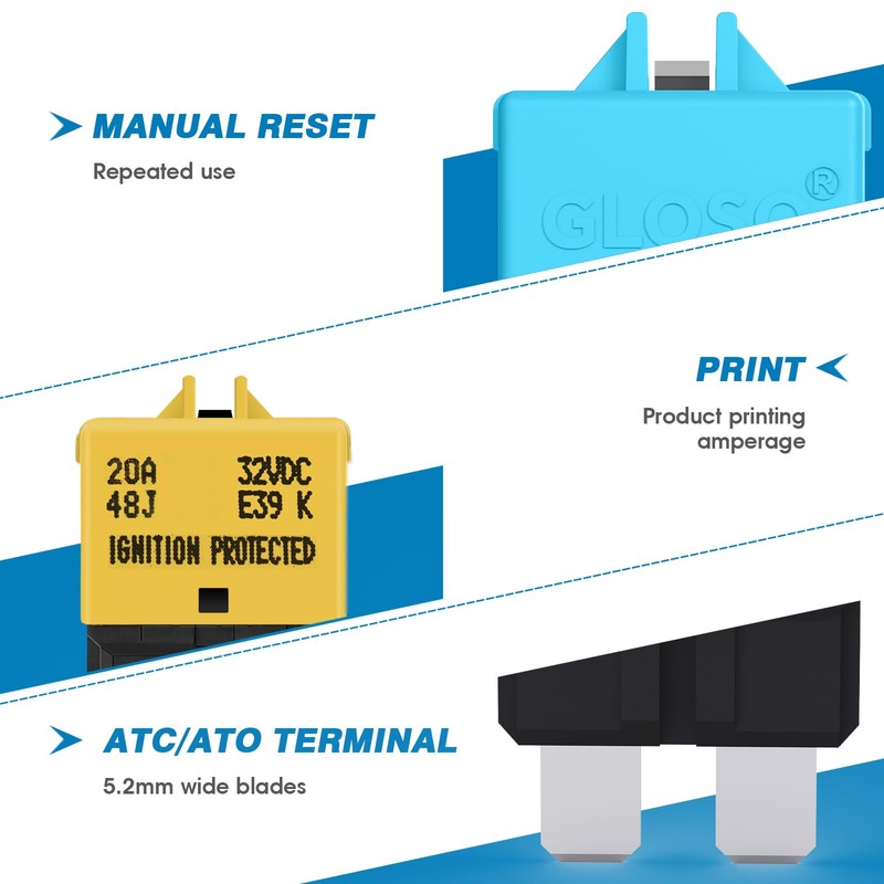 GLOSO Blade Circuit Breaker RV Marine Boat Truck Yacht Manual