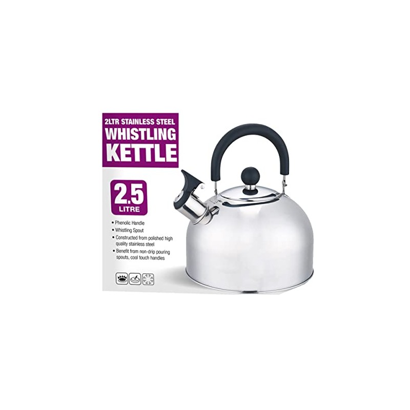 Whistling Kettle 2.5 Litre Stainless Steel Stovetop Kettle Camping Kettle