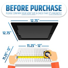 Powerful Magnetic Vent Covers (2-Pack) That Will Never Fall Off (Upgraded Design) - for Sealing Floor/Wall/Ceiling Registers of Width 11.25” to 12”, Length 11.25” to 12” | Vent Not Included | White