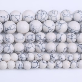 White Turquoise Stone Beads Gemstone Round Crystal Energy Jade Beads Stone Beads for Jewelry Making DIY Bracelet Necklace Jewelry Making 1 Strand 15.5inch 31PCS 12MM