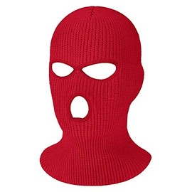 3-Hole Knitted Face Mask Balaclava Knitted Ski Mask Winter Face Mask M Red
