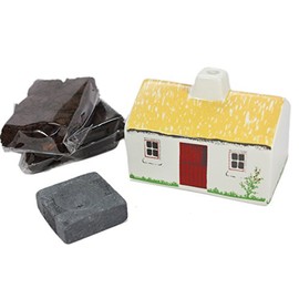 Irish Turf Incense & Ceramic Cottage Irish Peat,Beige,