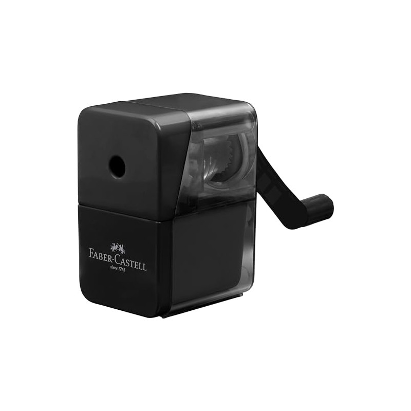 FABER-CASTELL 180984 Sharpener with Crank, Black, Sharpener with High-Quality Sharpener
