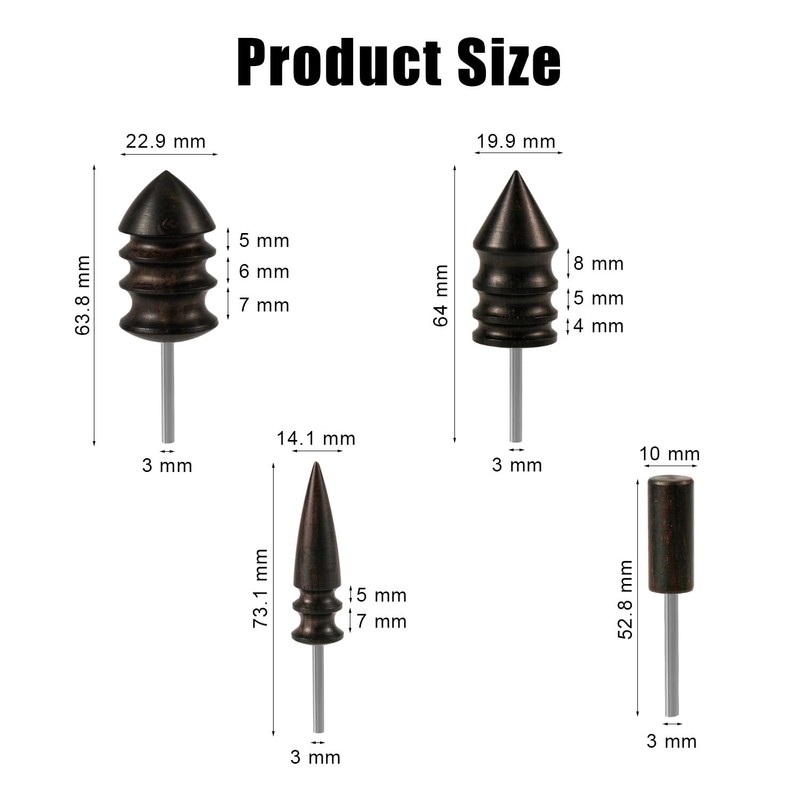 4pcs Leather Burnisher Bits for Rotary Tool, 4 Styles Leather