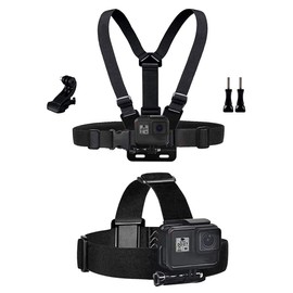 TEKCAM Elastic Chest and Head Harness Compatible with GoPro Hero 12 11 10 9 8 7/ AKASO EK7000 Pro V50 Elite/Apexcam/WOLFANG/VEMONT/Jadfezy Action Camera Waterproof Chest Mount Head Strap