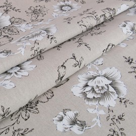 Linen Floral Upholstery Fabric by The Yard - Sewing Fabric 62 Inch Width for Chairs Sofas Tablecloth Reupholstery DIY Projects, 2 Yard