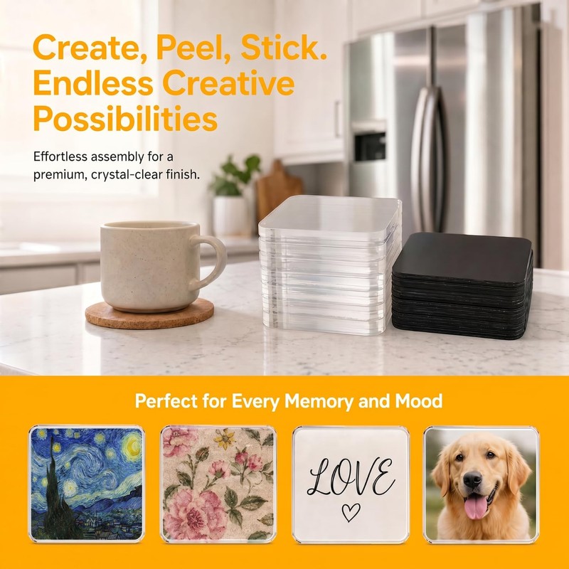 FairChic 15 Pack DIY Magnets Kit, DIY Acrylic Fridge Magnet