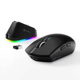MAMBASNAKE x ATTACK SHARK G3PRO Gaming Mouse with Magnetic Charging Dock, BT/2.4G Wireless/Wired, PixArt PAW3311 Gaming Sensor, 59g Lightweight, 25000 DPI LIGHTSPEED Gamer Office Mice for PC/Mac-Black