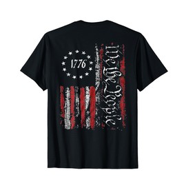 Print On Back American Flag Patriotic 1776 We The People USA T-Shirt