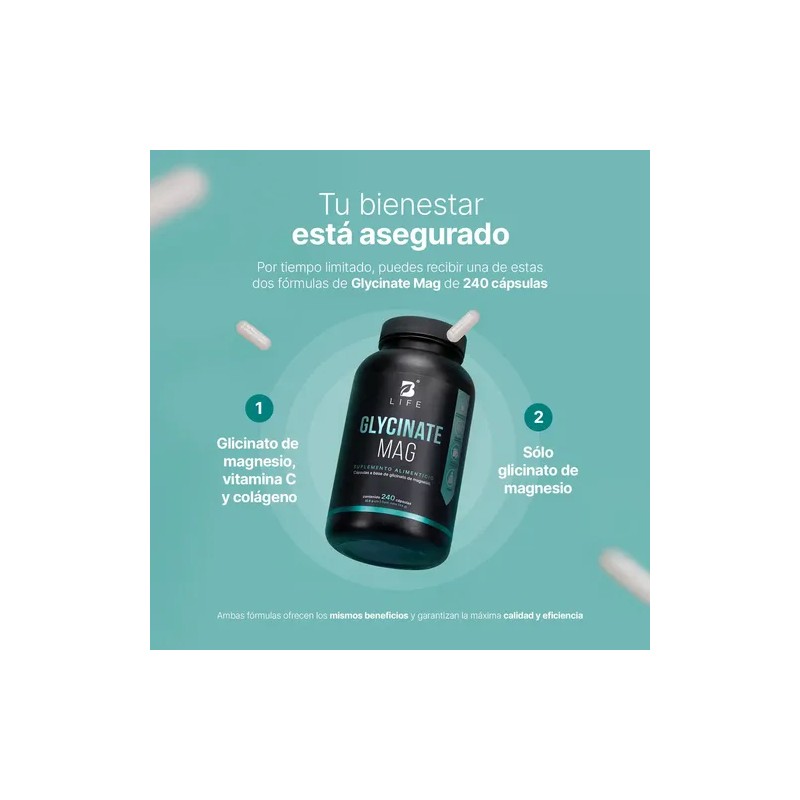 Glicinato De Magnesio 408mg De 240 Cápsulas. B Life