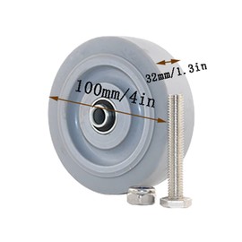 HUJIEAAA Castor Wheels Heavy Duty Screw Stem Castor Pack of 2 Trolley Wheels Grey Office Chair Caster Wheels Elastomer Rubber Castor Wheels Swivel Stem Castor Wheel for Transport cart Furni