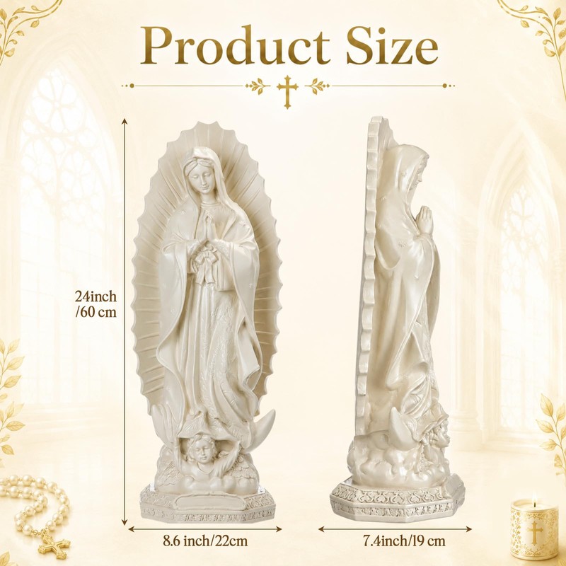 Our Lady of Guadalupe Statue 24 Inch Virgin Mary Resin