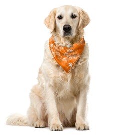 Ambesonne Orange Dog Bandana, Japanese Tree Birds Art, 22" X 22", Marigold White