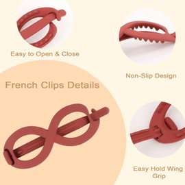 Aushamtai Hair Barrettes for Women Large French Barrette Hair Clips Non Slip Flat Hair Clips for Women Fashion Hair Accessories for Girls 8 Pack