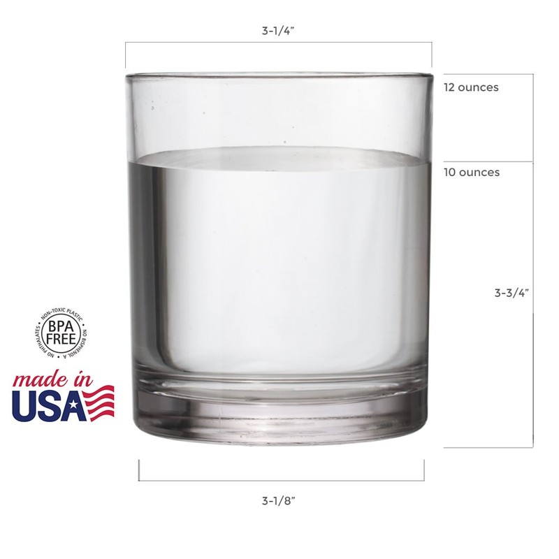 US Acrylic Classic Clear Plastic Reusable Drinking Glasses (Set of