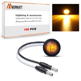 Meerkatt 3/4 Inch Round Mini Side Marker Indicator Signal Light for Boat Bus Trailer Truck Lorry with Grommets and Plug 12V DC Waterproof Amber Light/Lens Pack of 100.